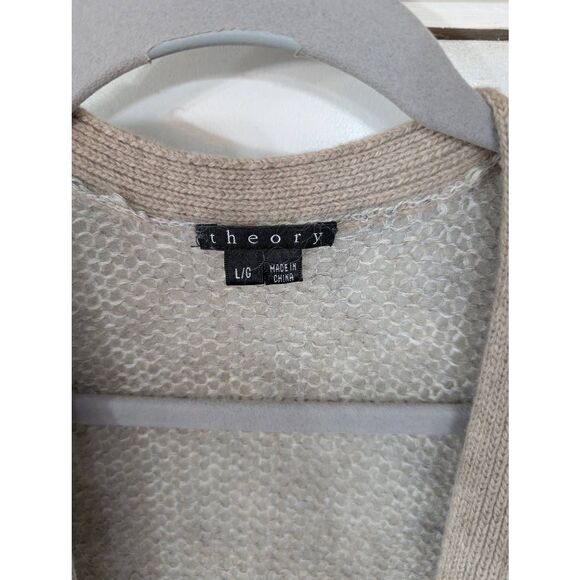 Theory Cardigan Sweater women's large tan mohair longer Neutral luxury - Picture 3 of 7